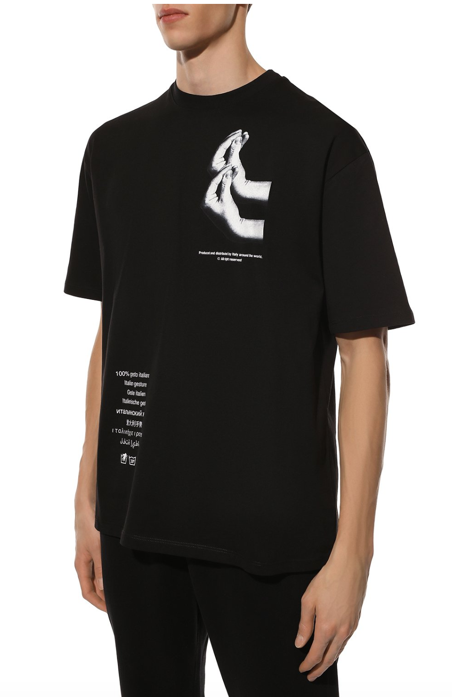 Elegant Black Cotton Tee with Signature Design