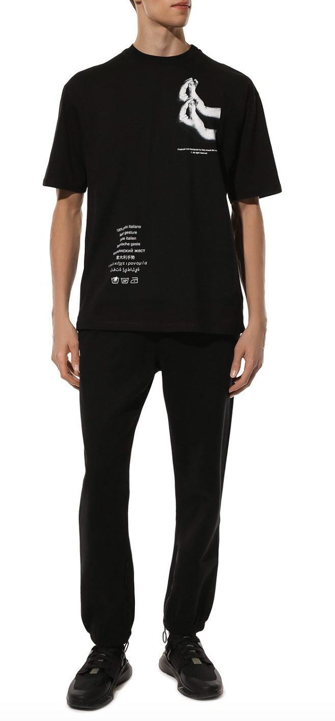 Elegant Black Cotton Tee with Signature Design