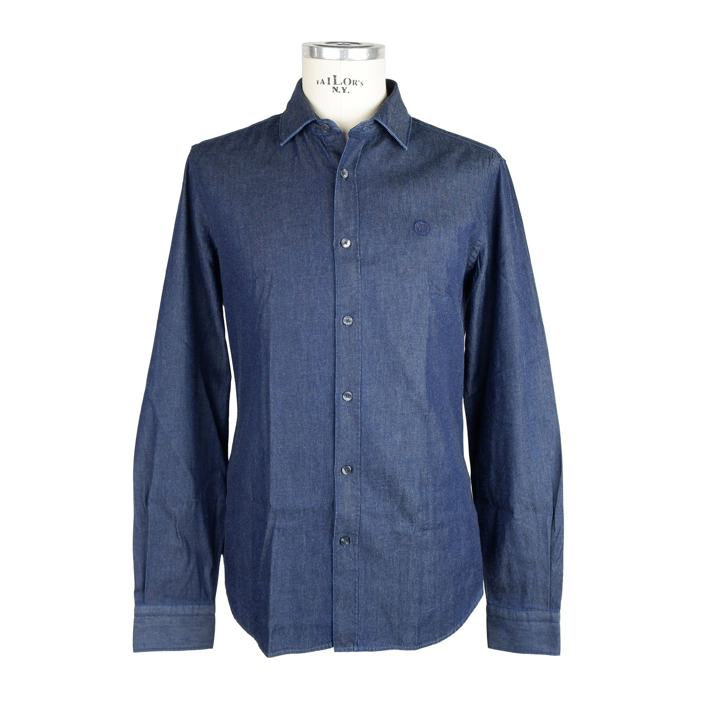 Elegant Cotton Denim Long-Sleeve Men's Shirt