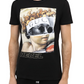 Sleek Black Cotton Tee with Signature Design