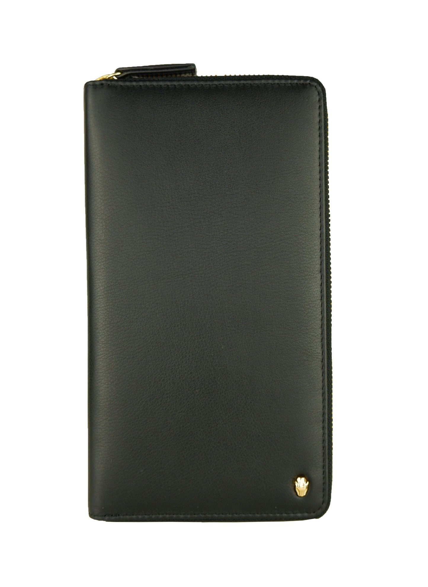 Elegant Black Leather Wallet with Red Interior