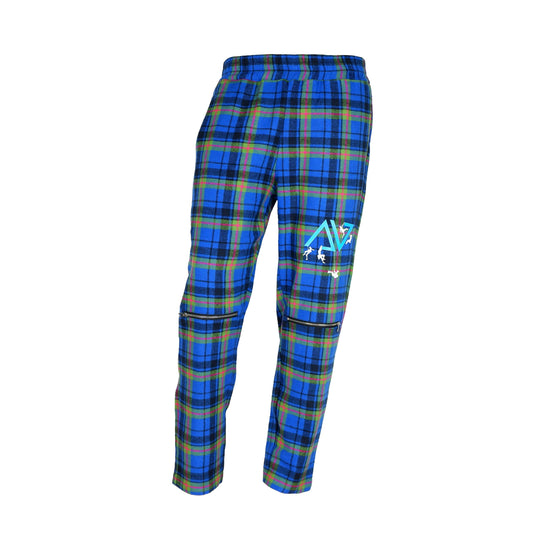 Plaid Print Stretch Trousers with Zip Pockets