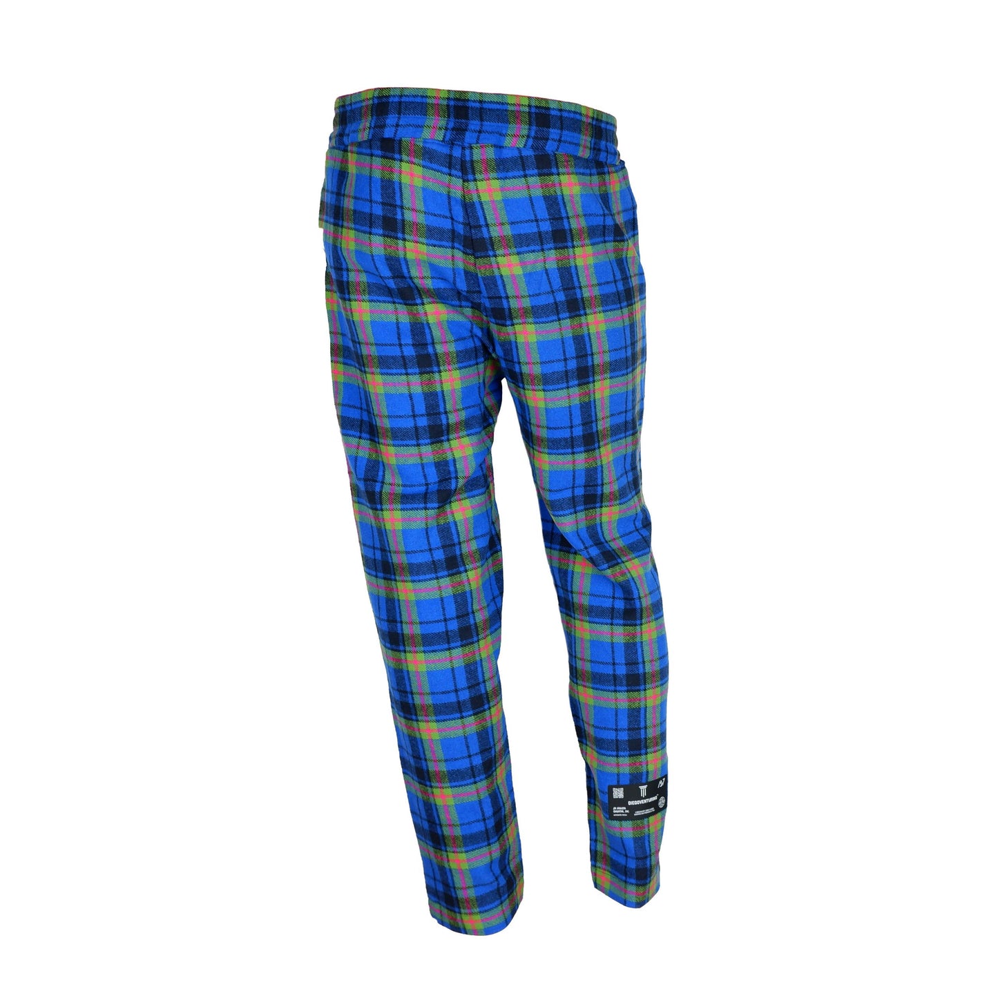 Plaid Print Stretch Trousers with Zip Pockets