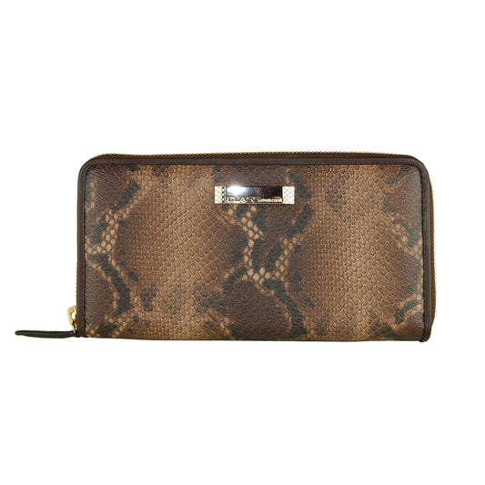 Python Print Calfskin Wallet with Metallic Logo