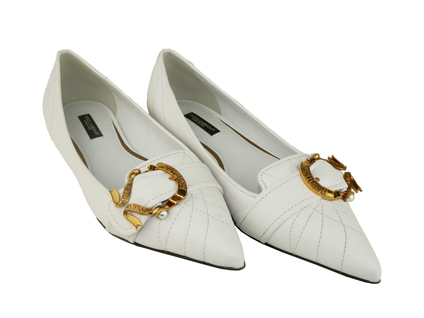 Elegant White Leather Ballerina Flats