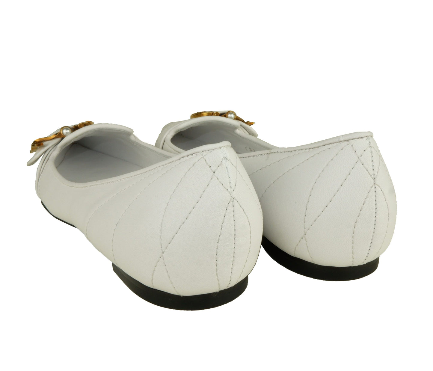 Elegant White Leather Ballerina Flats