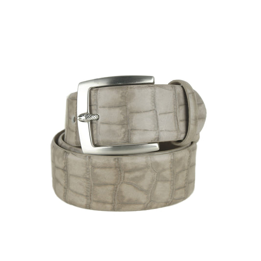 Exotic Python-Print Calfskin Men's Belt