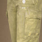 Military Green Mid-Waist Designer Jeans