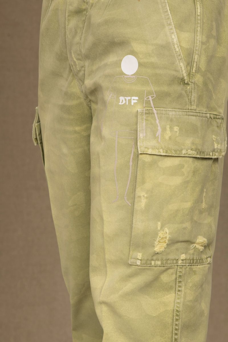 Military Green Mid-Waist Designer Jeans