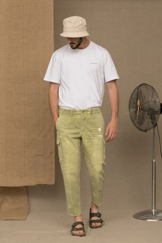 Military Green Mid-Waist Designer Jeans