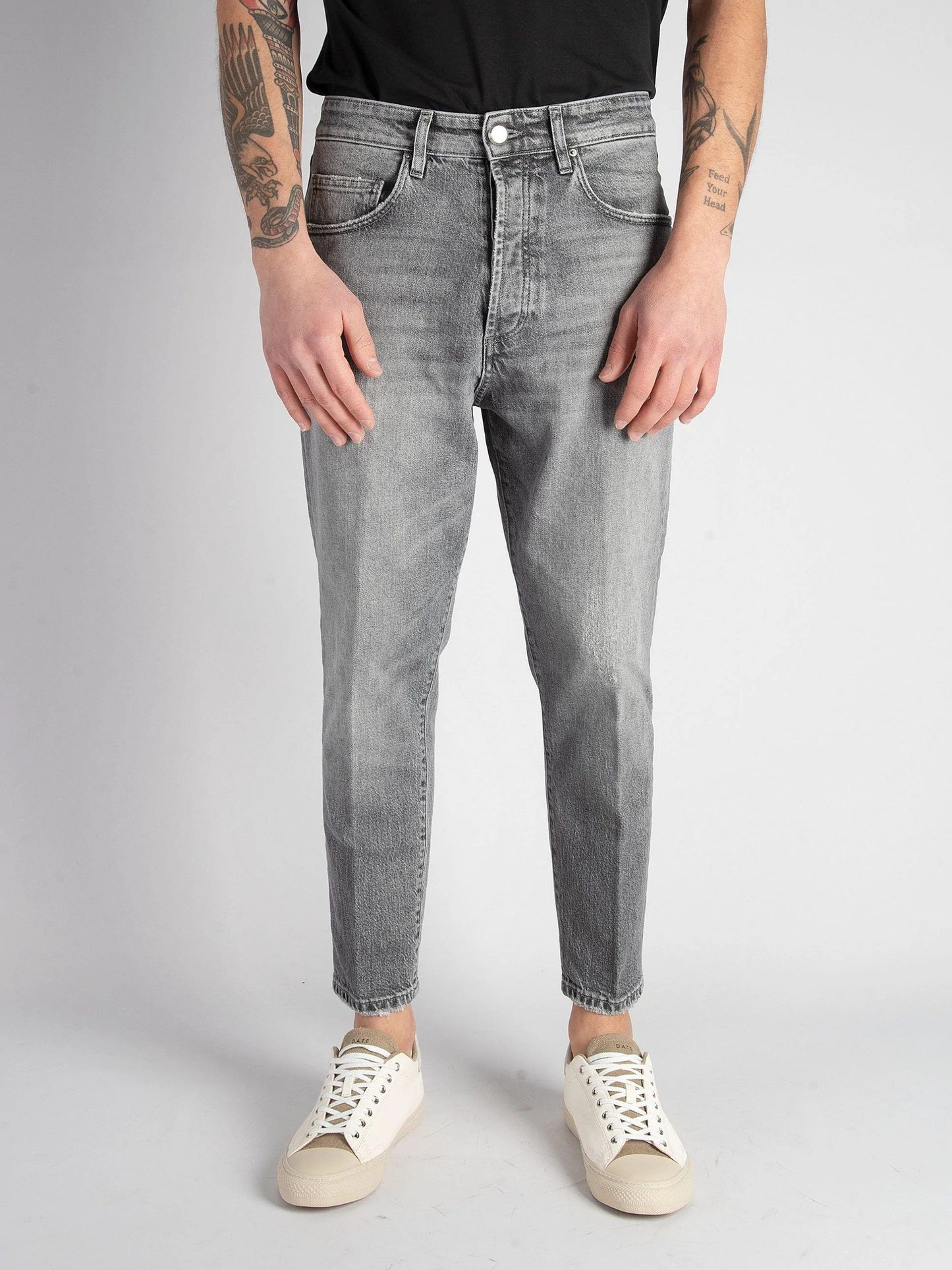 Chic Grey Denim - Medium-Low Waist Men's Jeans