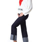 Embossed Heart Wool Blend Sweater