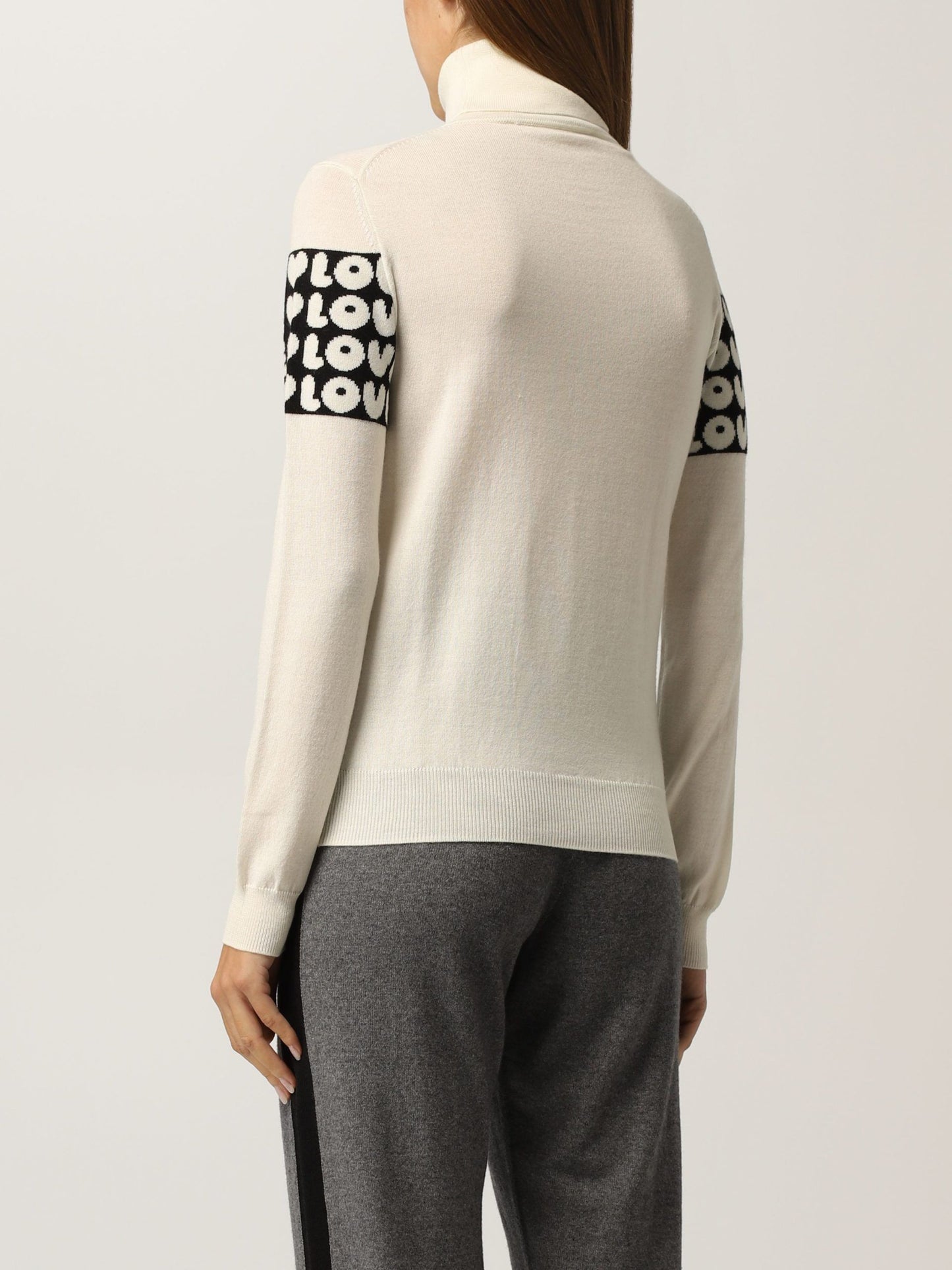 Chic Contrast Logo Turtleneck Sweater