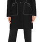 Chic Wool Blend Black Coat with Heart Detail
