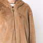 Elegant Beige Faux Fur Hooded Coat