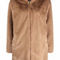 Elegant Beige Faux Fur Hooded Coat