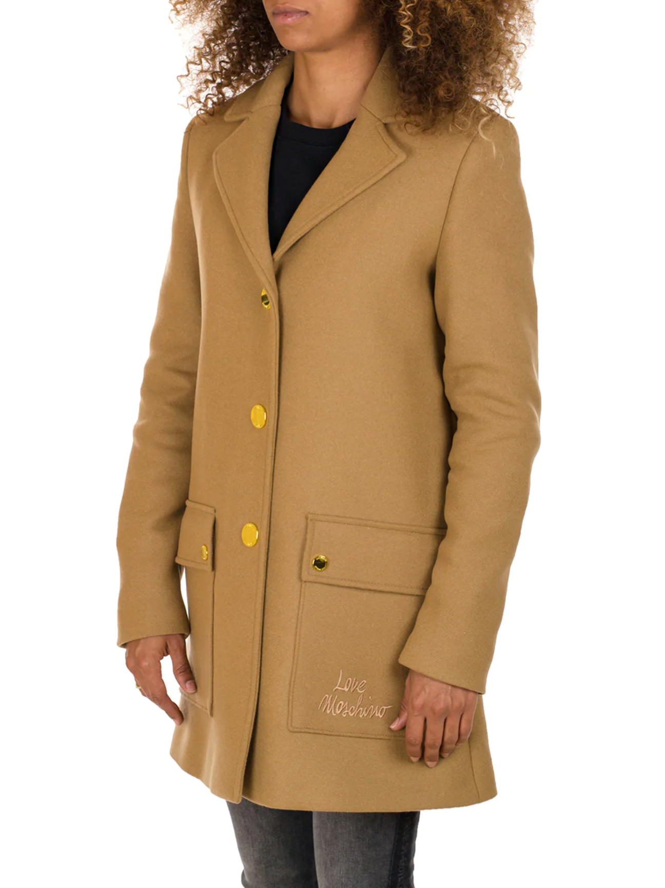 Elegant Beige Coat with Button Closure