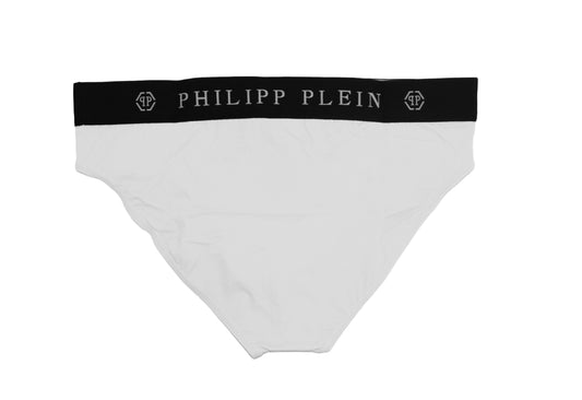 Elegant White Swim Boxer with Bold Logo Detail