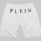Elegant White Swim Shorts with Iconic Logo Detail