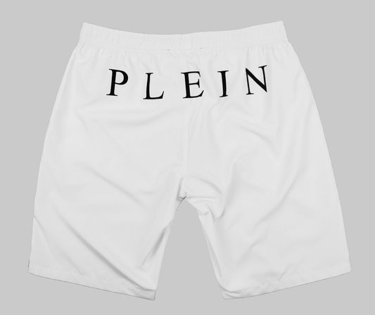 Elegant White Swim Shorts with Iconic Logo Detail