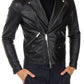 Elegant Black Lamb Leather Jacket with Handmade Detail