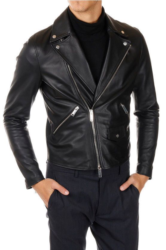 Elegant Black Lamb Leather Jacket with Handmade Detail