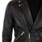 Elegant Black Lamb Leather Jacket with Handmade Detail