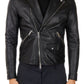 Elegant Black Lamb Leather Jacket with Handmade Detail