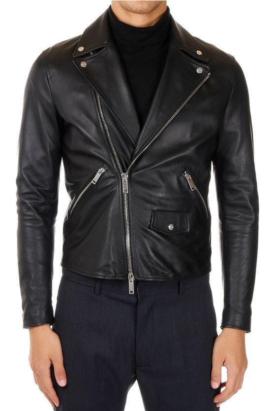 Elegant Black Lamb Leather Jacket with Handmade Detail