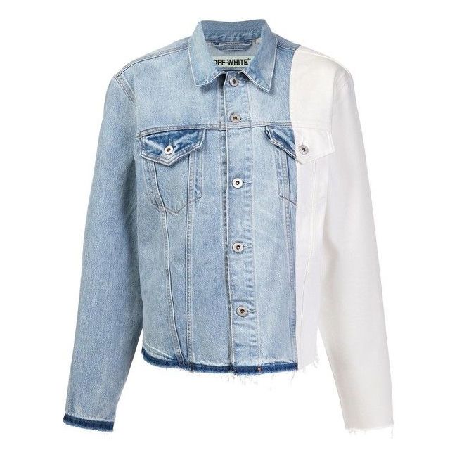 Chic Washed Denim & White Cotton Jacket