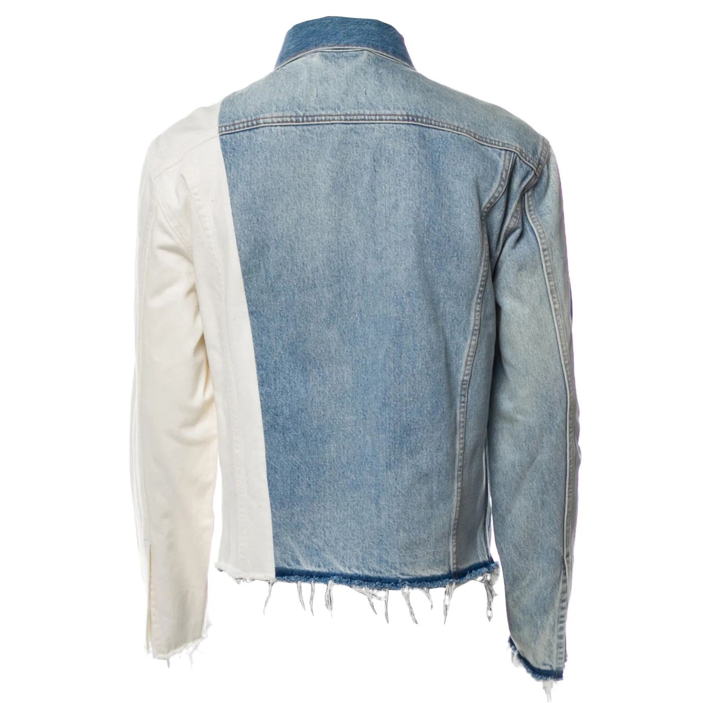 Chic Washed Denim & White Cotton Jacket