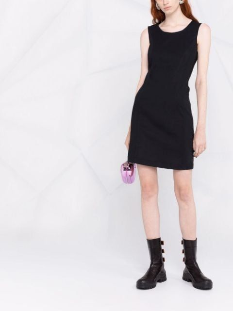 Elegant Sleeveless Side Logo Stitch Dress