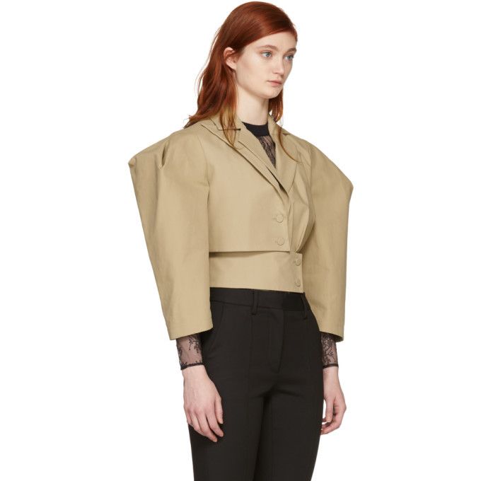 Chic Beige Cotton Poplin Blazer