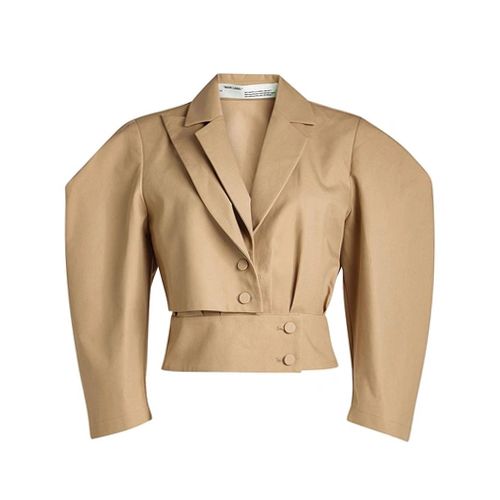 Chic Beige Cotton Poplin Blazer