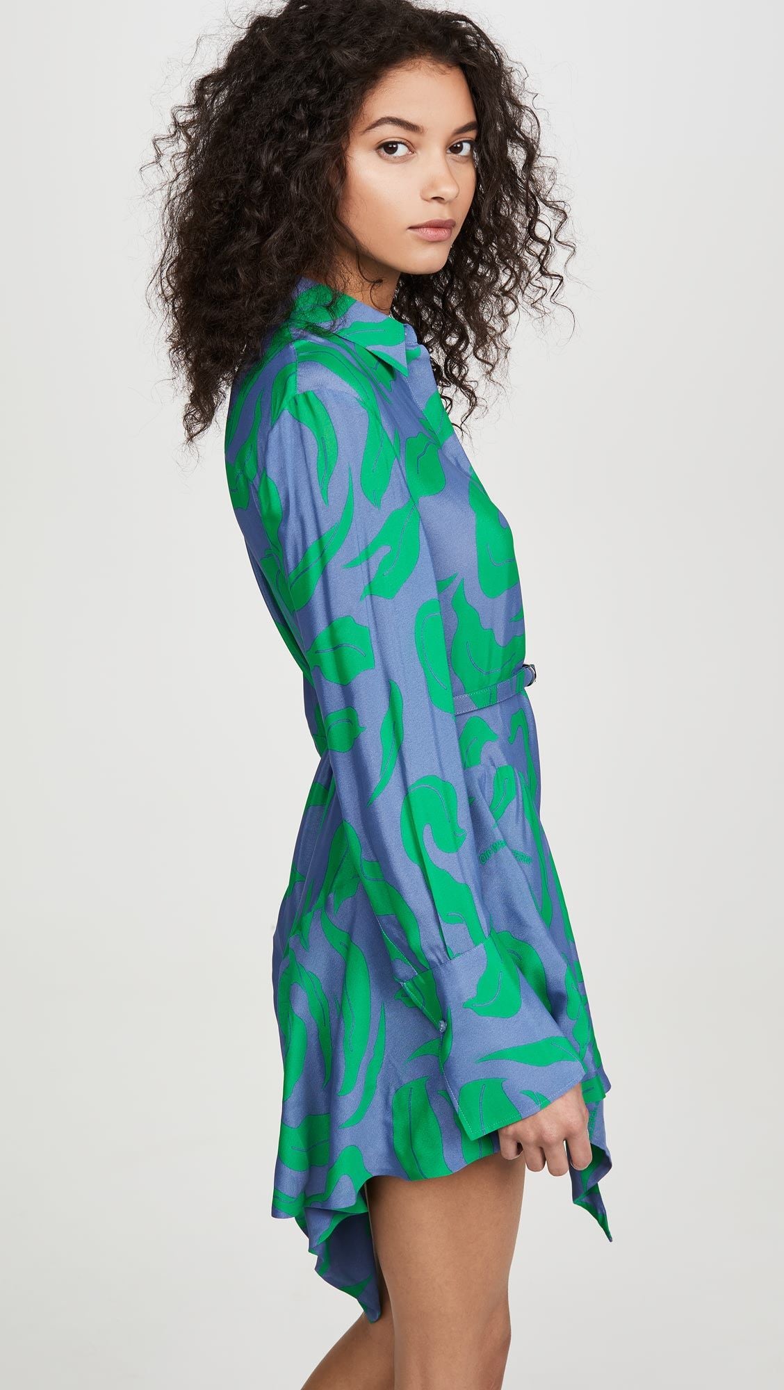 Ethereal Leaf Print Viscose Silk Dress