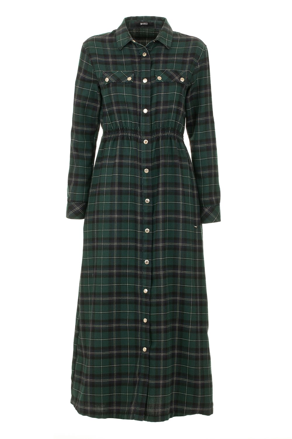 Chic Tartan Buttoned Dress - Trendy Green & Black