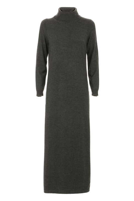 Elegant Gray High Collar Dress Trio-Blend