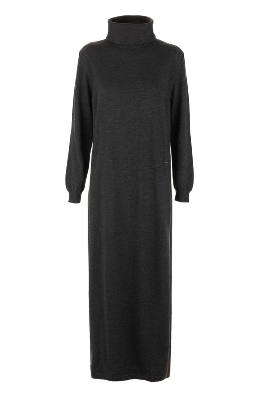 Elegant Black High Collar Dress