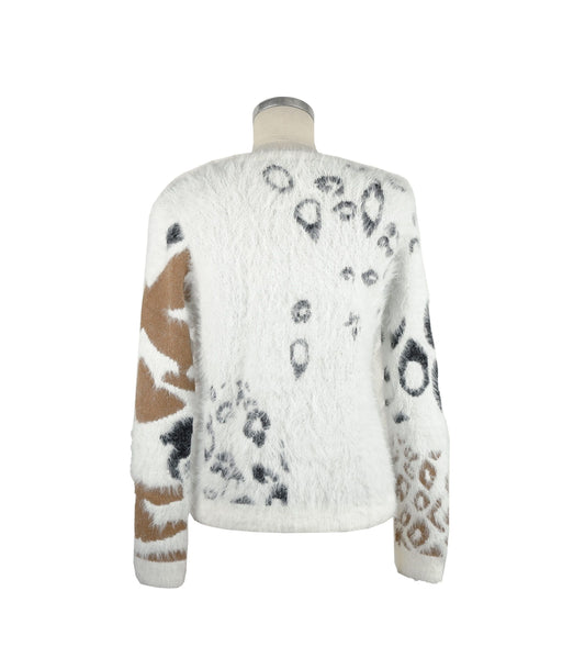 Chic White Spotted Designer Sweater