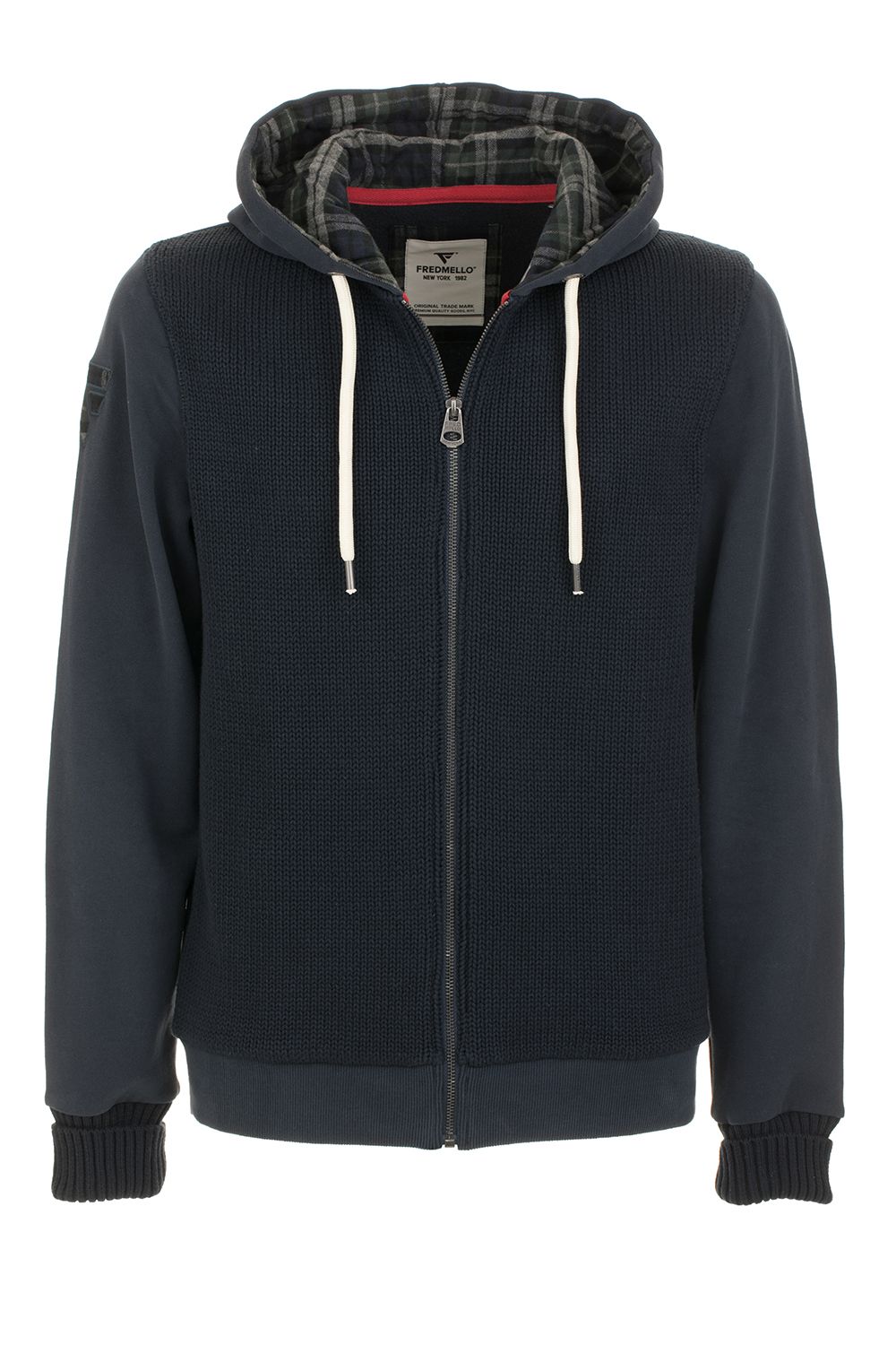 Classic Blue Cotton Hooded Sweatshirt with Zip