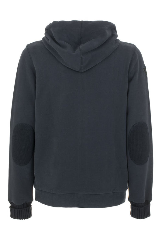 Classic Blue Cotton Hooded Sweatshirt with Zip