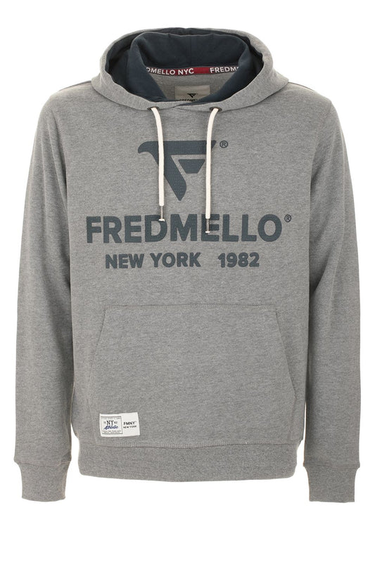 Elegant Grey Cotton Hoodie with Logo