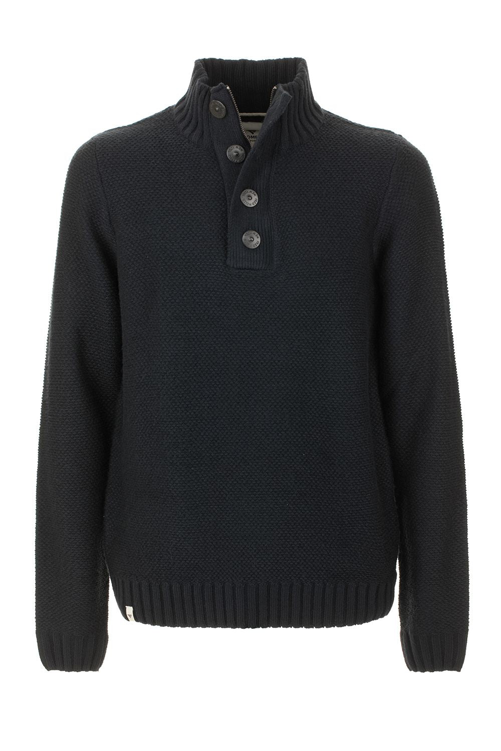 Classic Blue Wool Blend Sweater with Button Closure