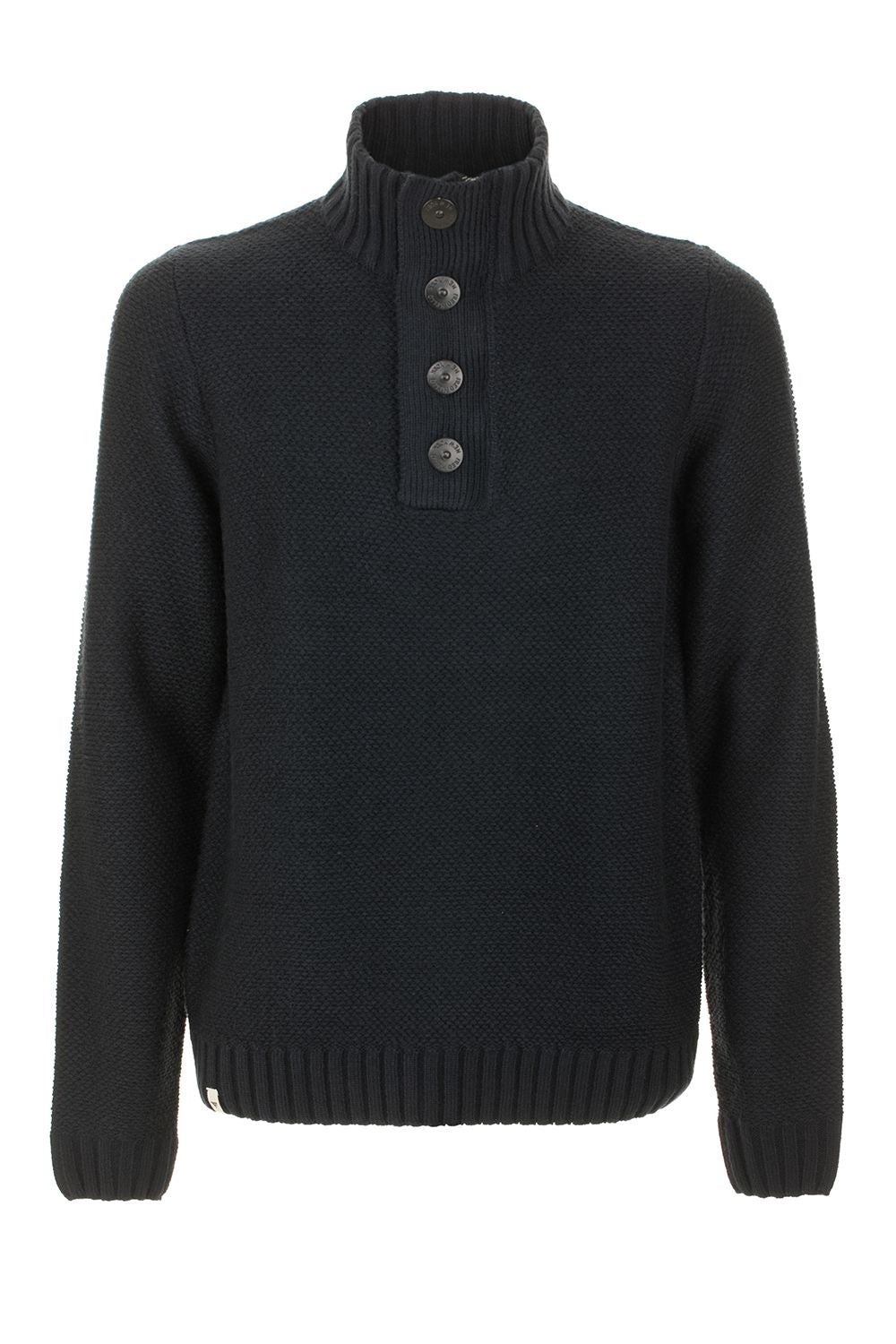 Classic Blue Wool Blend Sweater with Button Closure