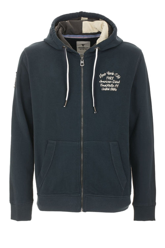 Chic Blue Hooded Zip Sweatshirt with Logo