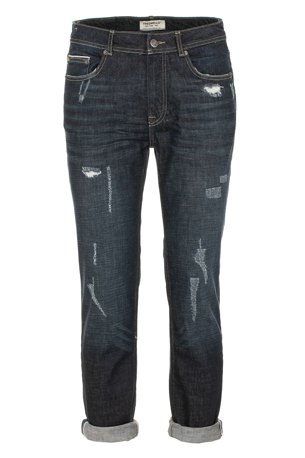 Torn Dark Blue Fashion Jeans for Men