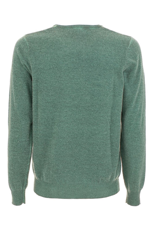 Chic Green Wool Blend Crewneck Sweater