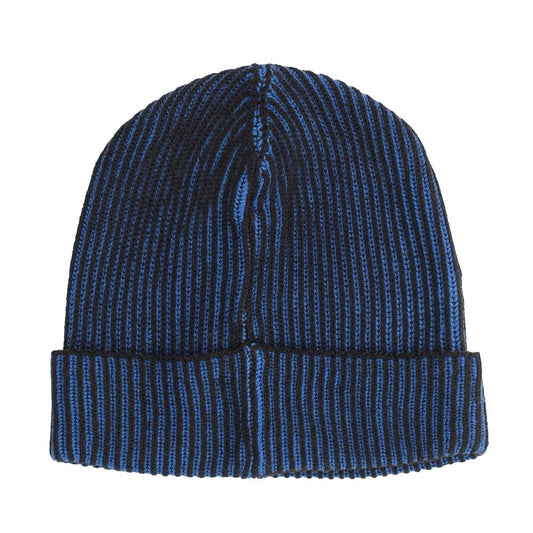 Striped Embossed Men's Cap - Blue and Black