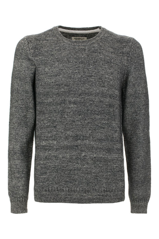 Chic Melange Blue Crewneck Sweater for Men