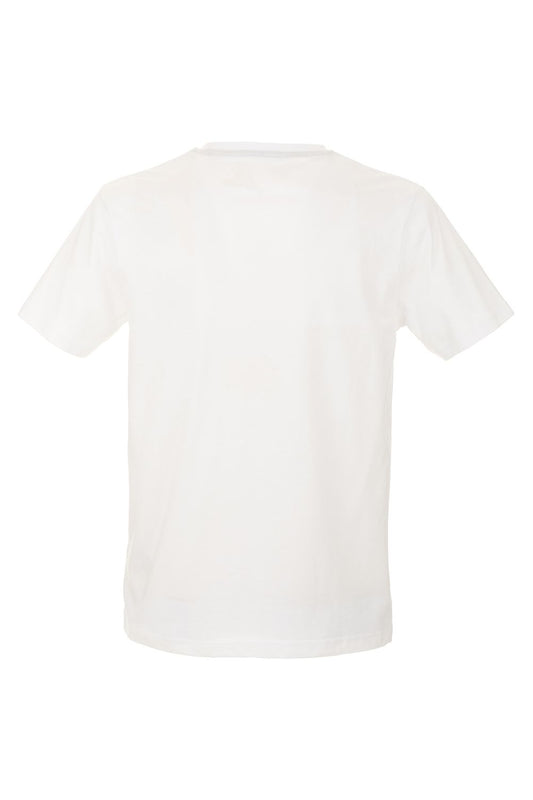 Elevated White Cotton Tee with Signature Design